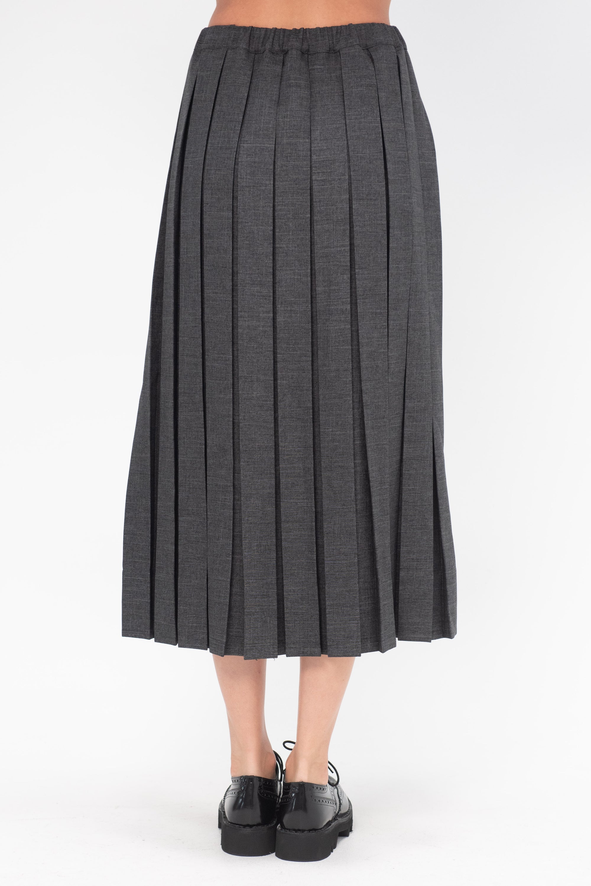 PLAN C - Pleated Midi Skirt, Dark Grey