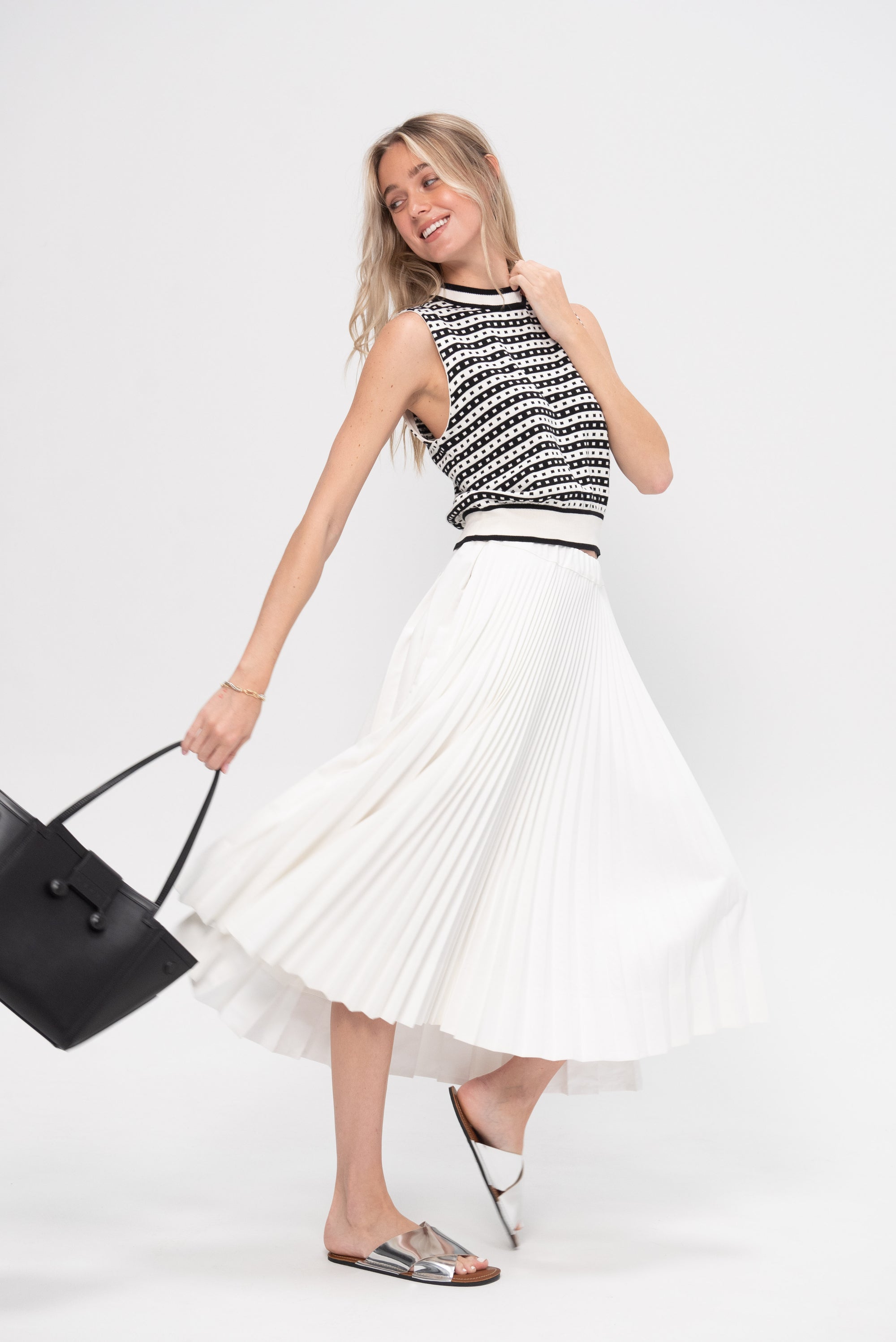 Pleated Skirt, Chalk