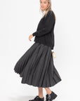 PLAN C - Pleated Midi Skirt, Dark Grey