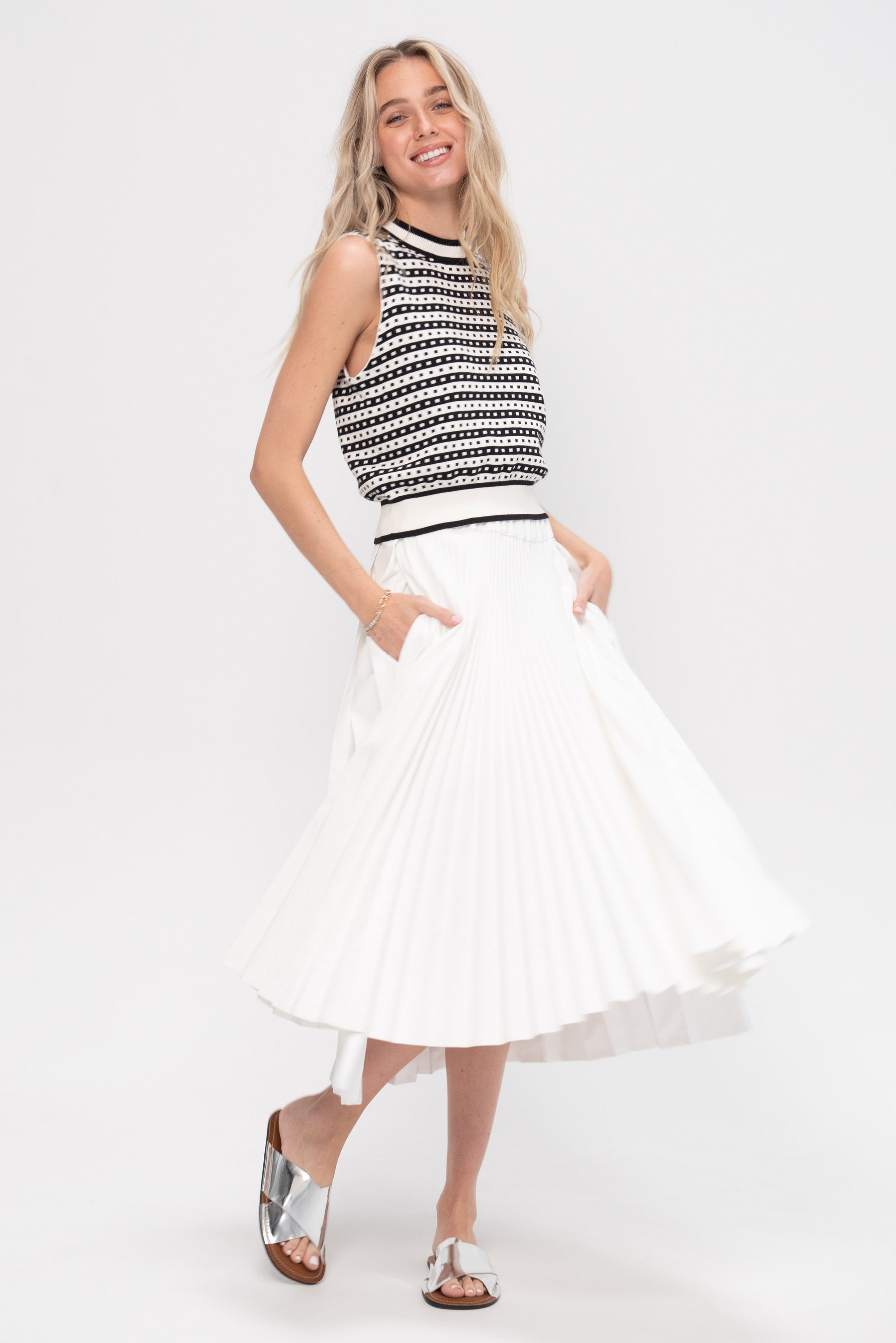 Pleated Skirt, Chalk