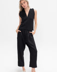 Elasticated Viscose Pant , Black