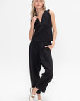 Elasticated Viscose Pant , Black