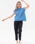 Pleats Please by Issey Miyake - Mesh Knit Top, Blue Salt