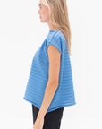 Pleats Please by Issey Miyake - Mesh Knit Top, Blue Salt