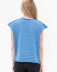 Pleats Please by Issey Miyake - Mesh Knit Top, Blue Salt