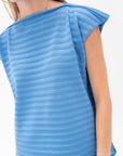 Pleats Please by Issey Miyake - Mesh Knit Top, Blue Salt