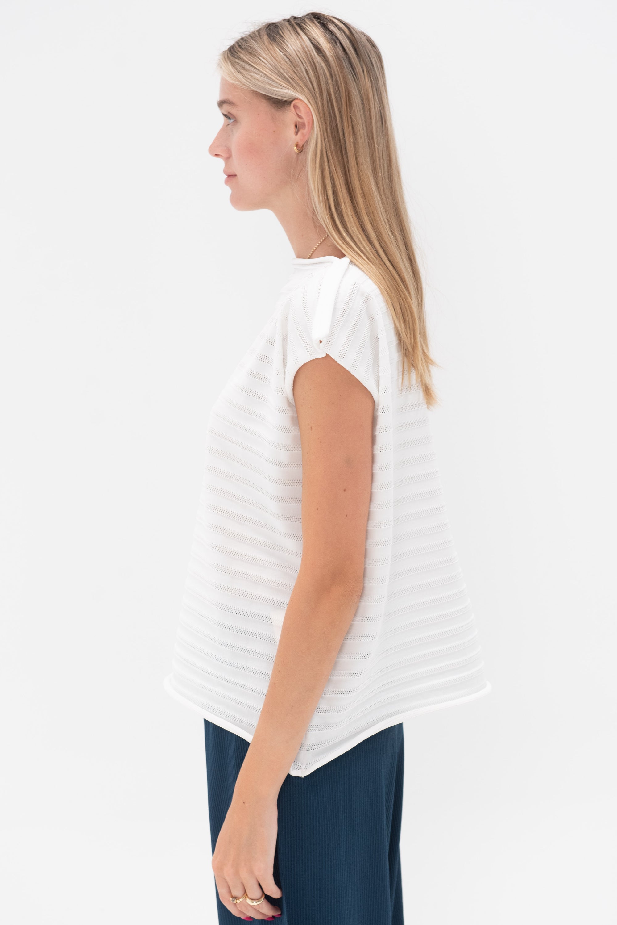 Pleats Please by Issey Miyake - Mesh Knit Top, White