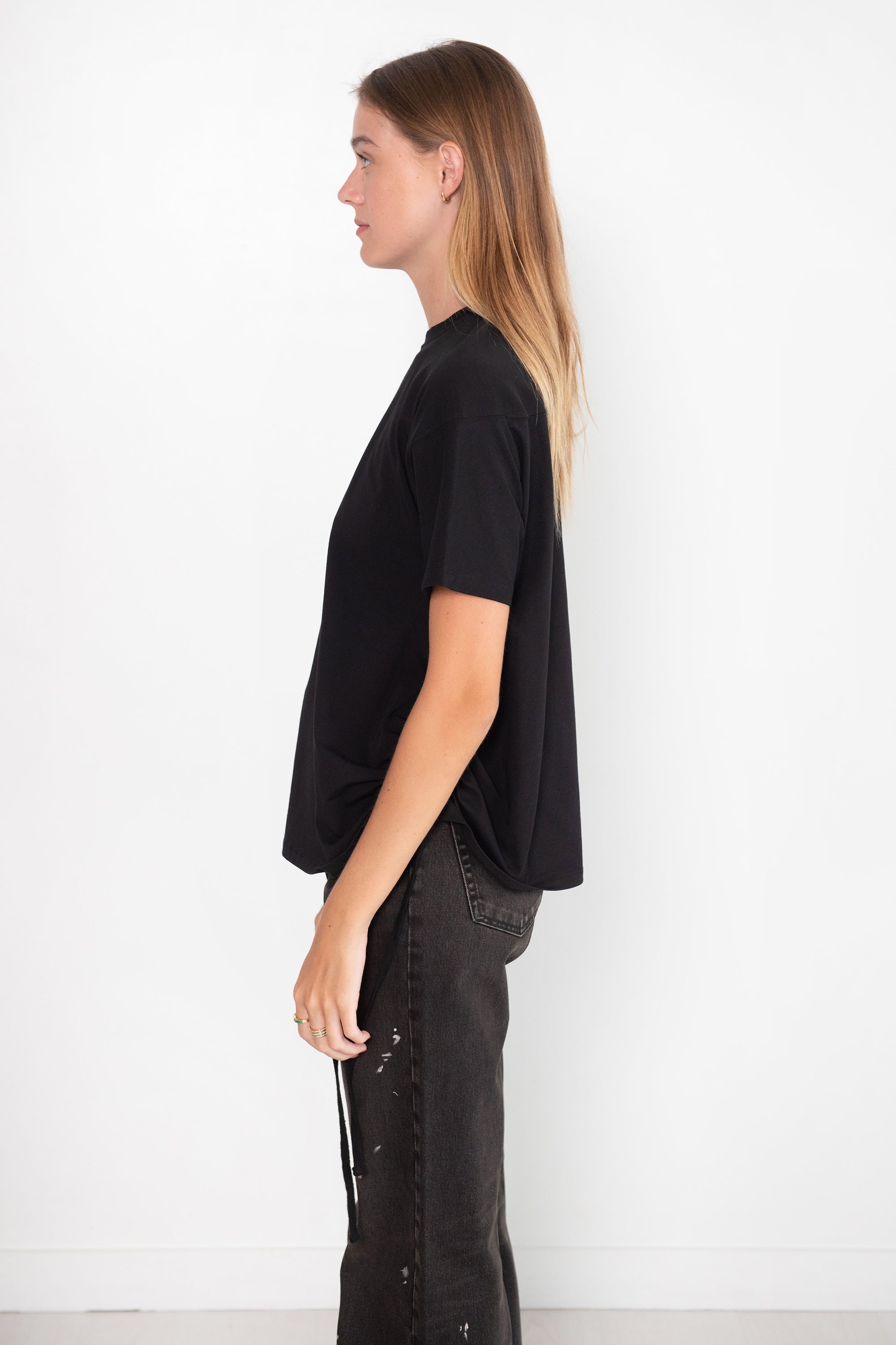 Proenza Schouler White Label Side Slit T-shirt In Nero