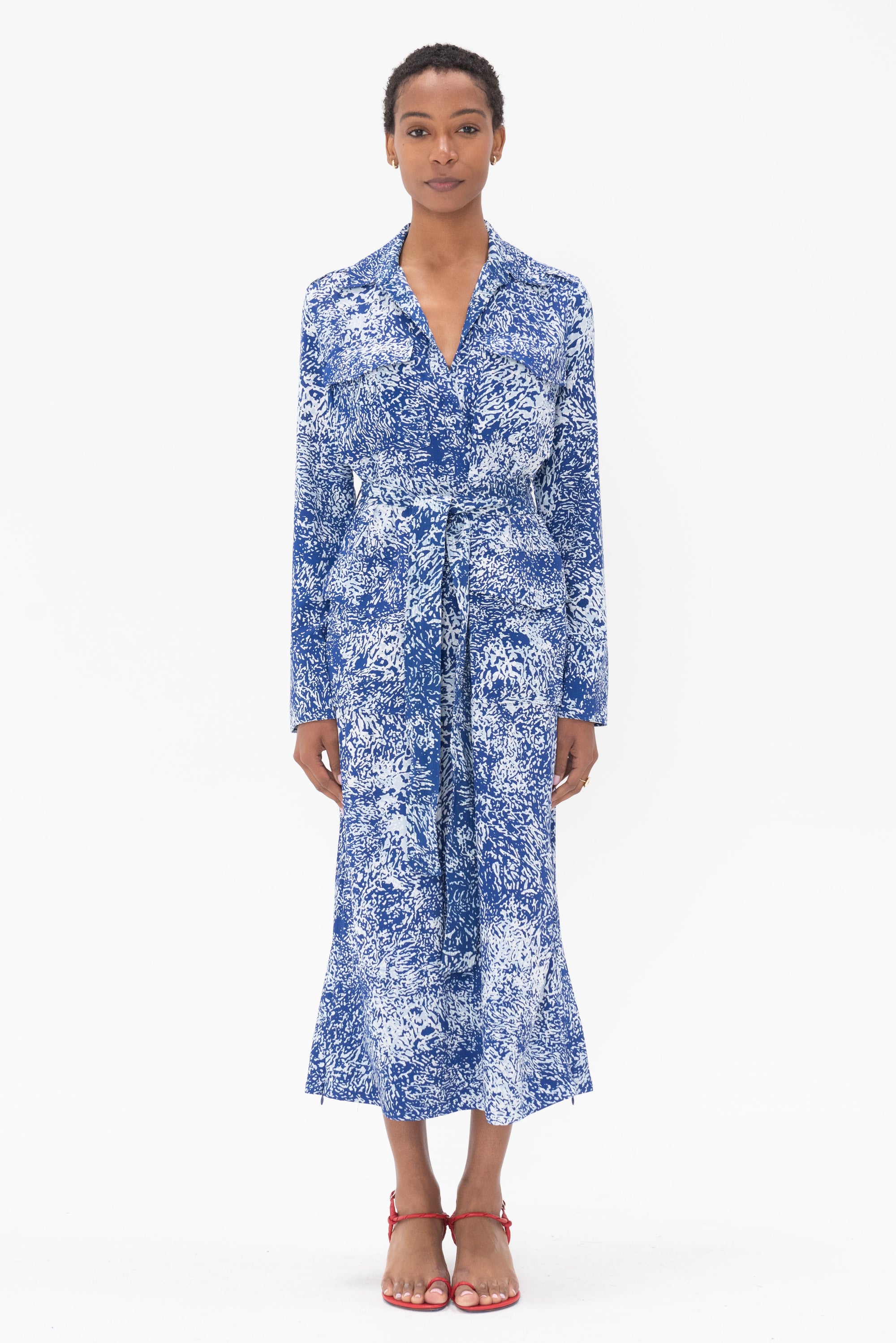 proenza schouler - Vanessa Dress In Printed Viscose Crepe, Cobalt