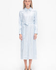 Hannah Dress in Stripe Silk Twill, Pale Blue Multi Stripe