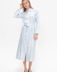 Hannah Dress in Stripe Silk Twill, Pale Blue Multi Stripe