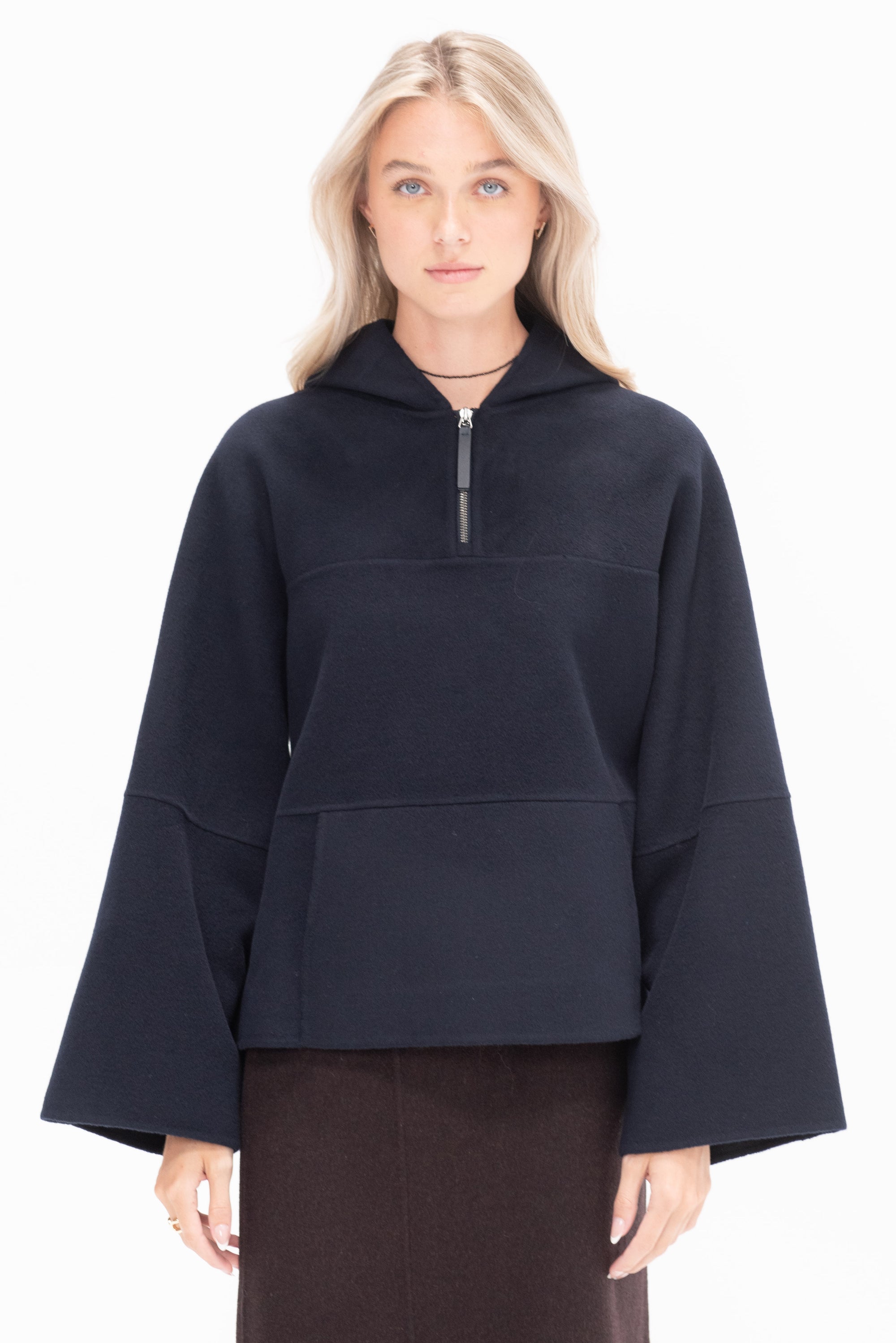 PROENZA SCHOULER WHITE LABEL - Isaac Hoodie in Double Face Wool, Ink-Black