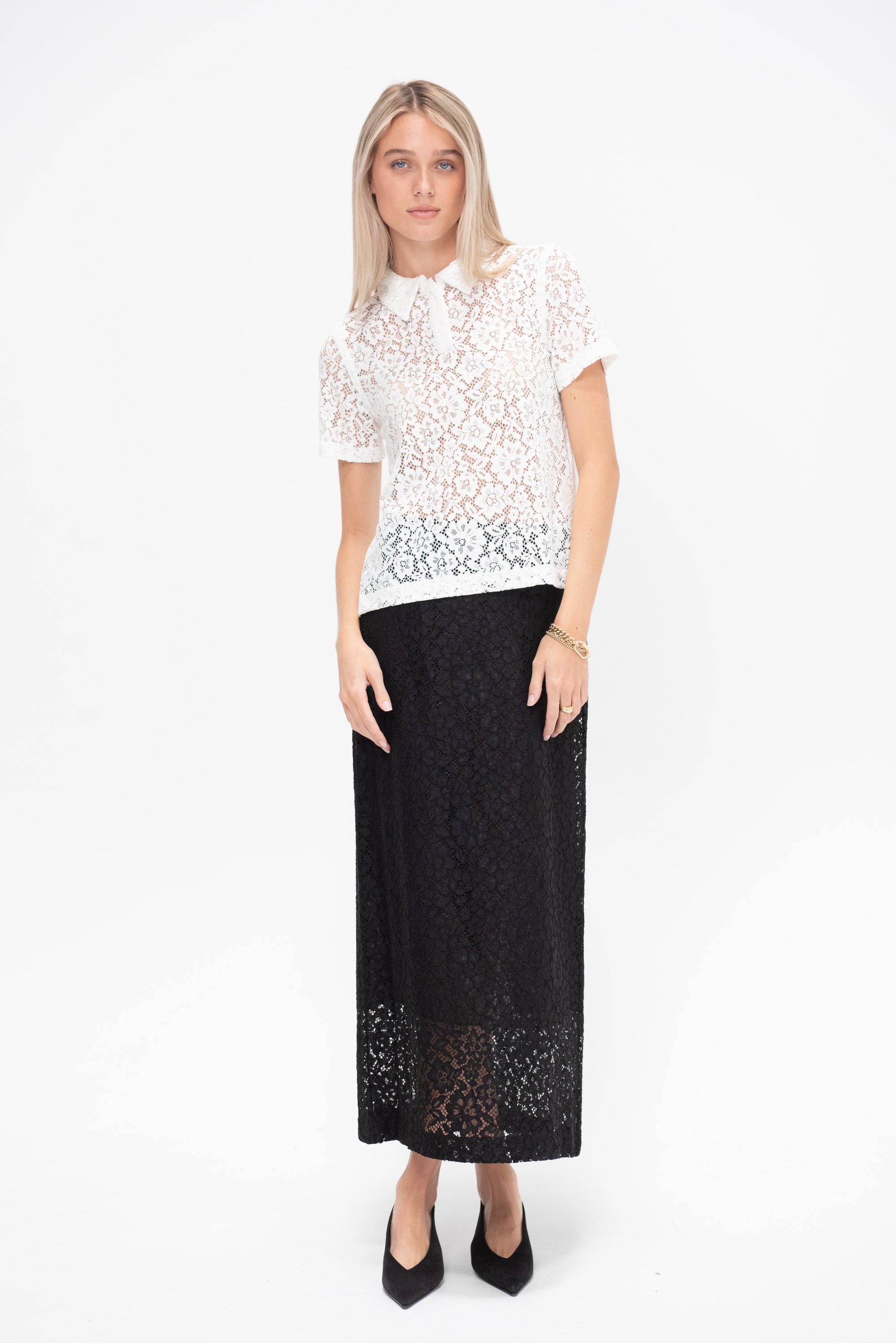 Jasmine Skirt Stretch Lace, Black