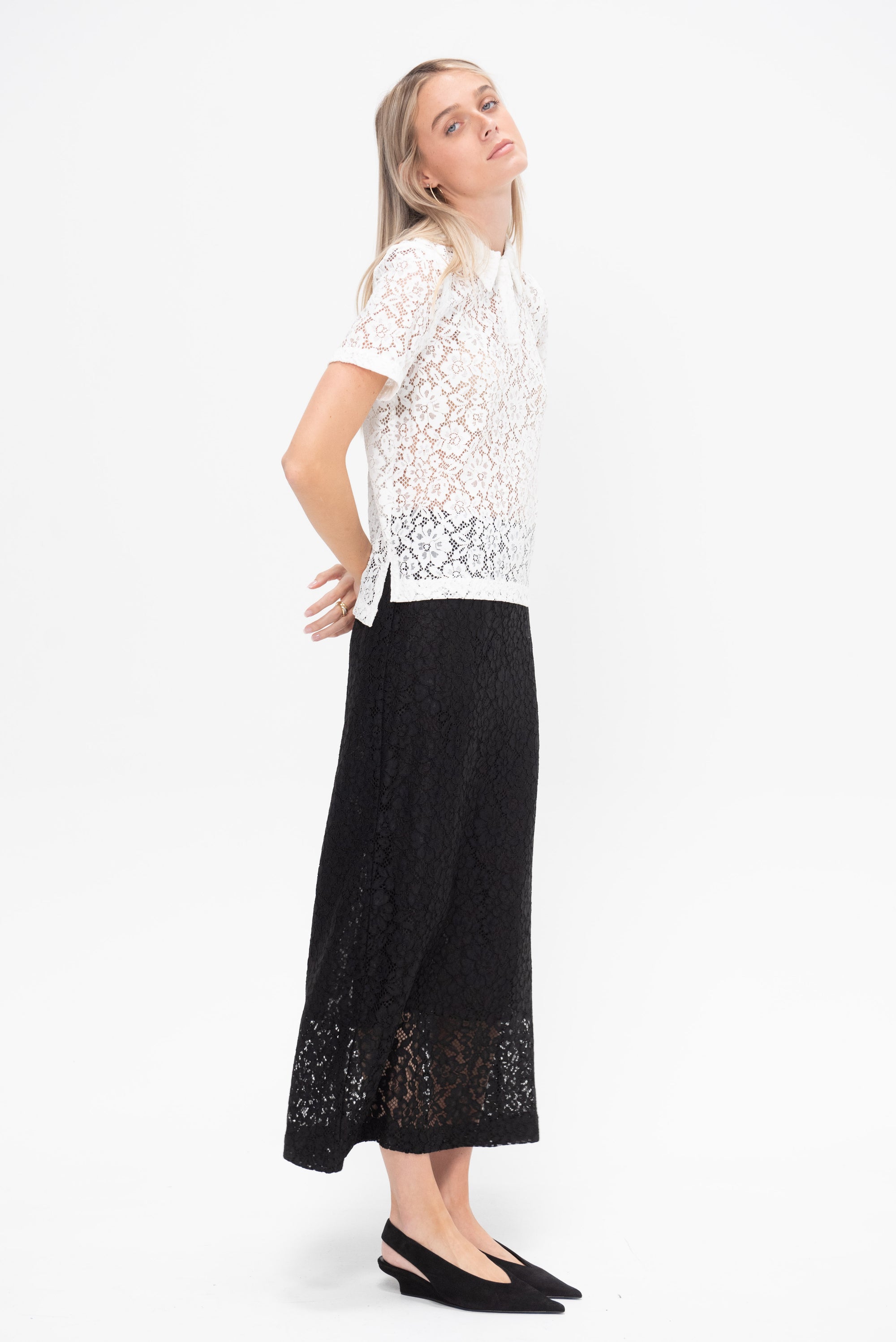 Jasmine Skirt Stretch Lace, Black