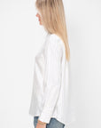 Madison Top in Stripe Silk Twill, Ivory Multi Stripe