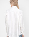 Madison Top in Stripe Silk Twill, Ivory Multi Stripe