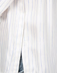 Madison Top in Stripe Silk Twill, Ivory Multi Stripe