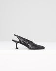 Tee Perforated Slingback Pumps, Black