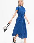 Walker Dress in Eco Poplin, Blue