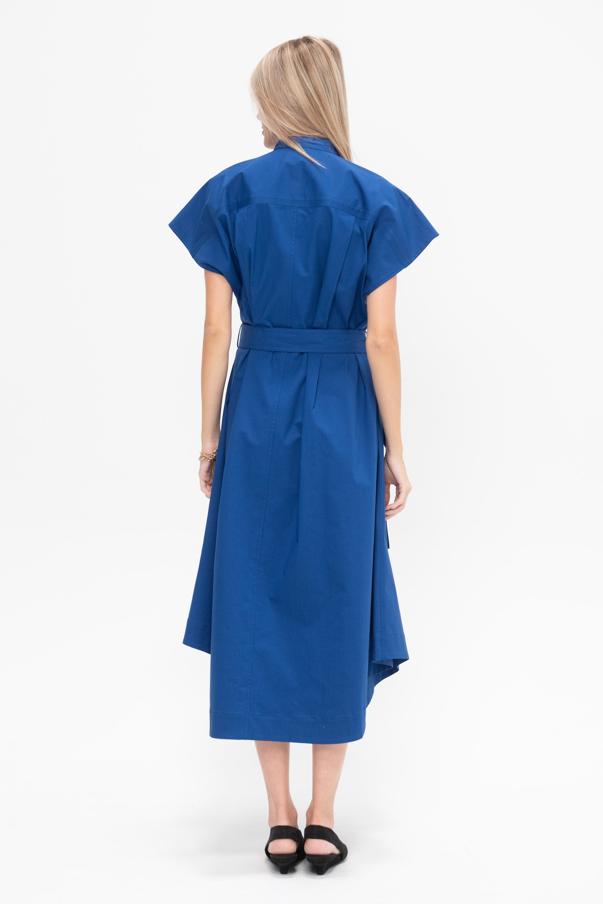 Walker Dress in Eco Poplin, Blue