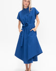 Walker Dress in Eco Poplin, Blue