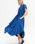 Walker Dress in Eco Poplin, Blue