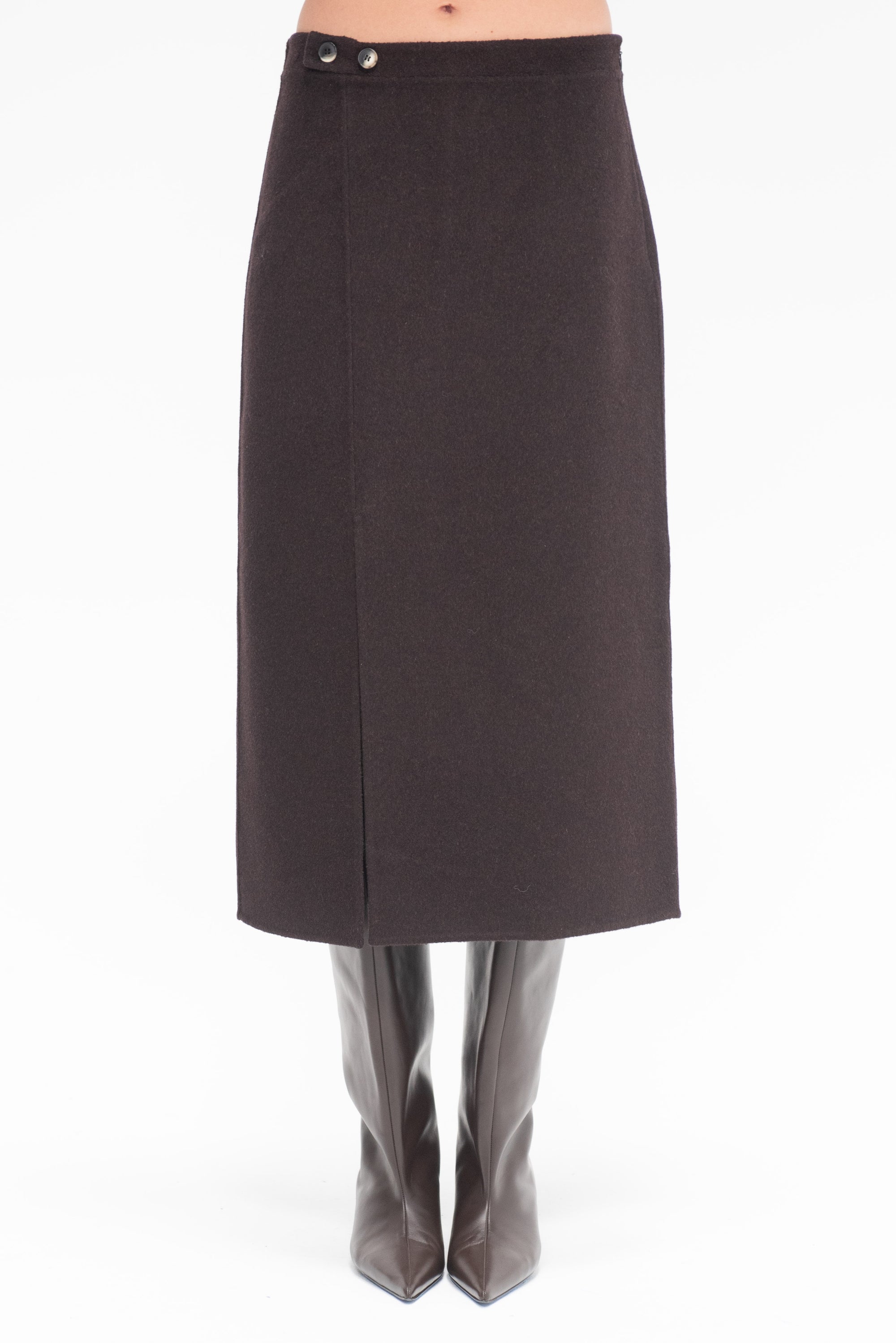 PROENZA SCHOULER WHITE LABEL - Adrian Skirt in Brushed Wool, Hickory