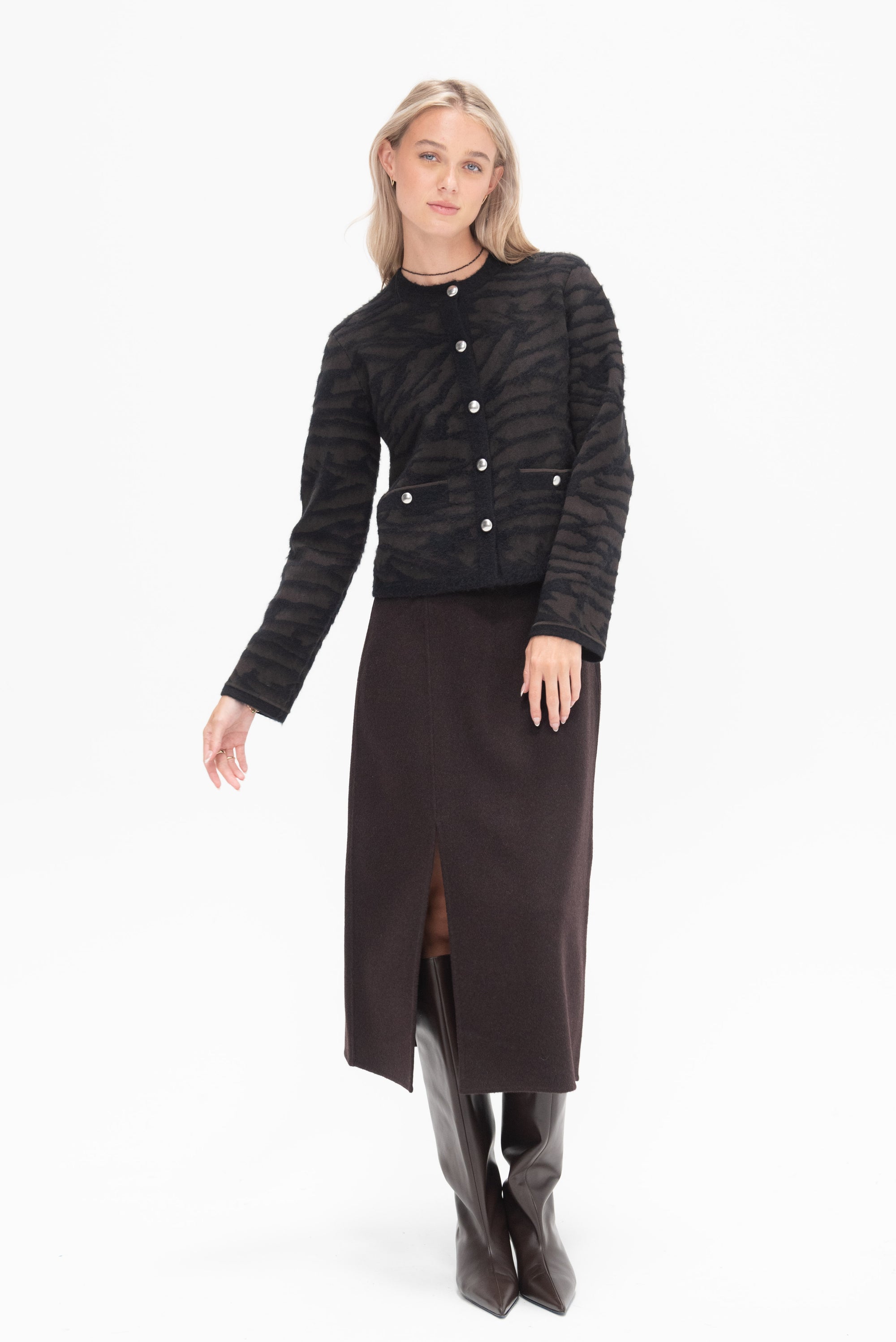 PROENZA SCHOULER WHITE LABEL - Adrian Skirt in Brushed Wool, Hickory