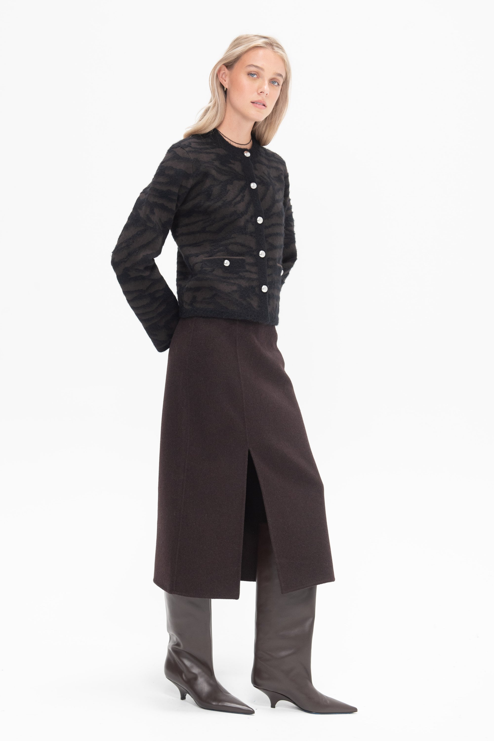 PROENZA SCHOULER WHITE LABEL - Adrian Skirt in Brushed Wool, Hickory