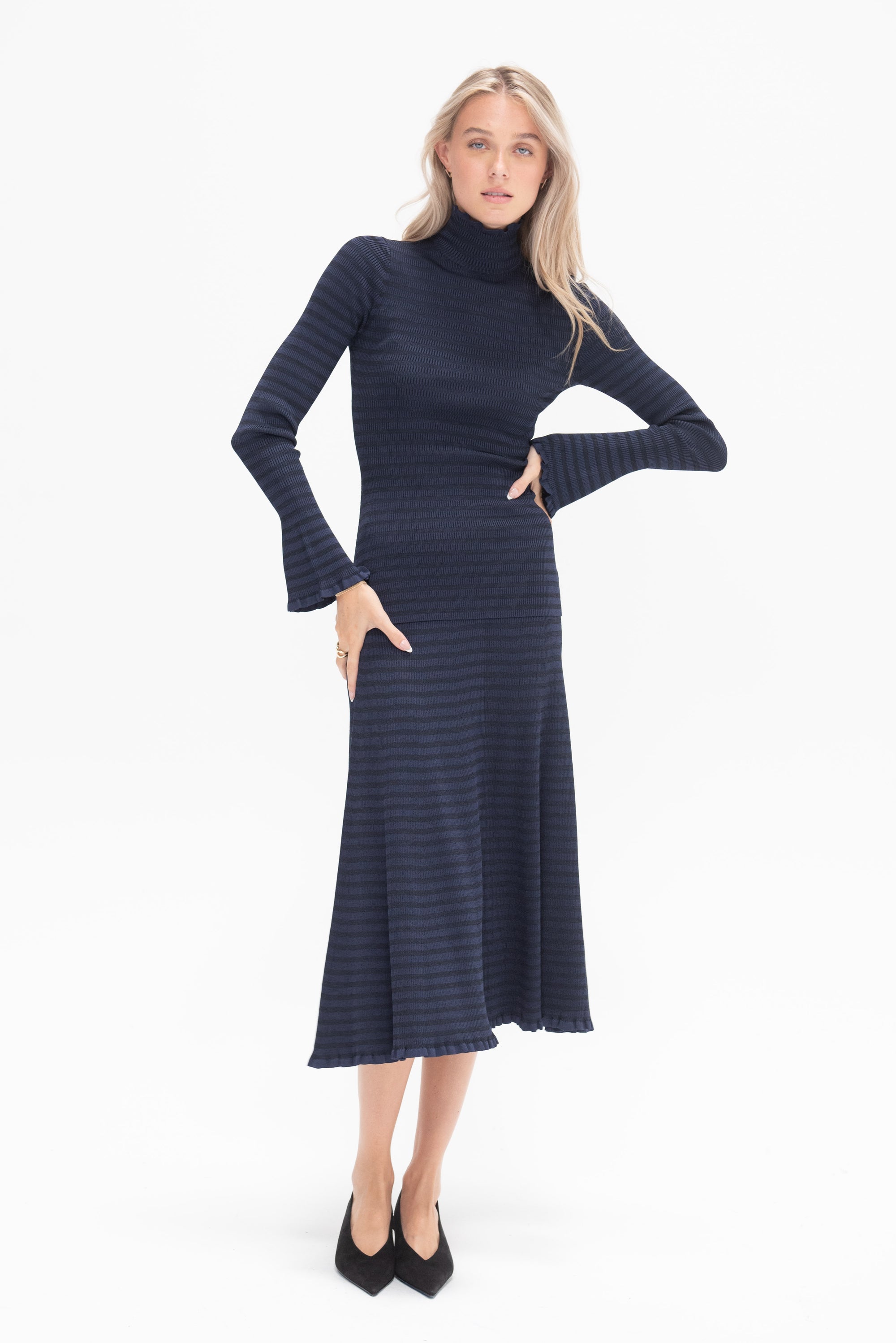 PROENZA SCHOULER WHITE LABEL - Stina Skirt in Geo Knits, Navy-Black