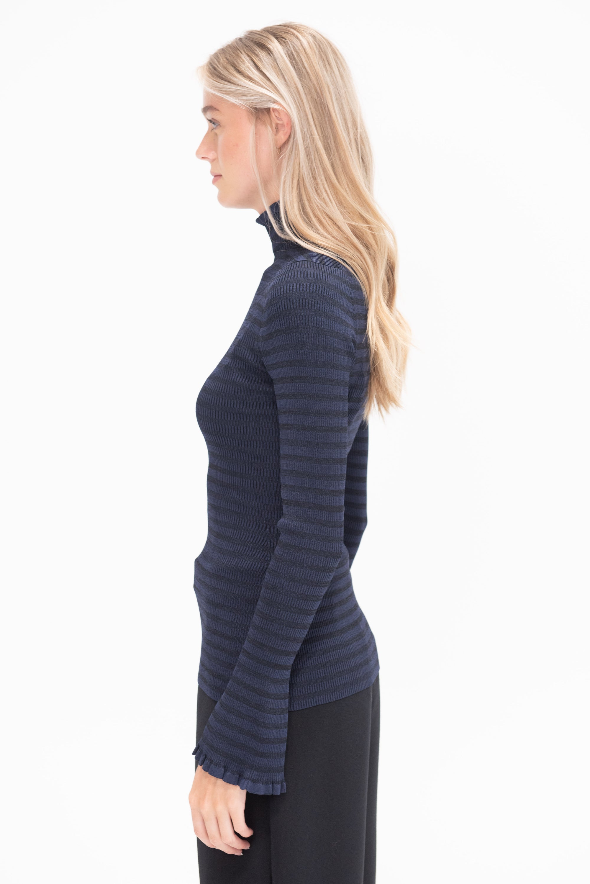 PROENZA SCHOULER WHITE LABEL - Phyllis Turtleneck in Geo Knits, Navy-Black