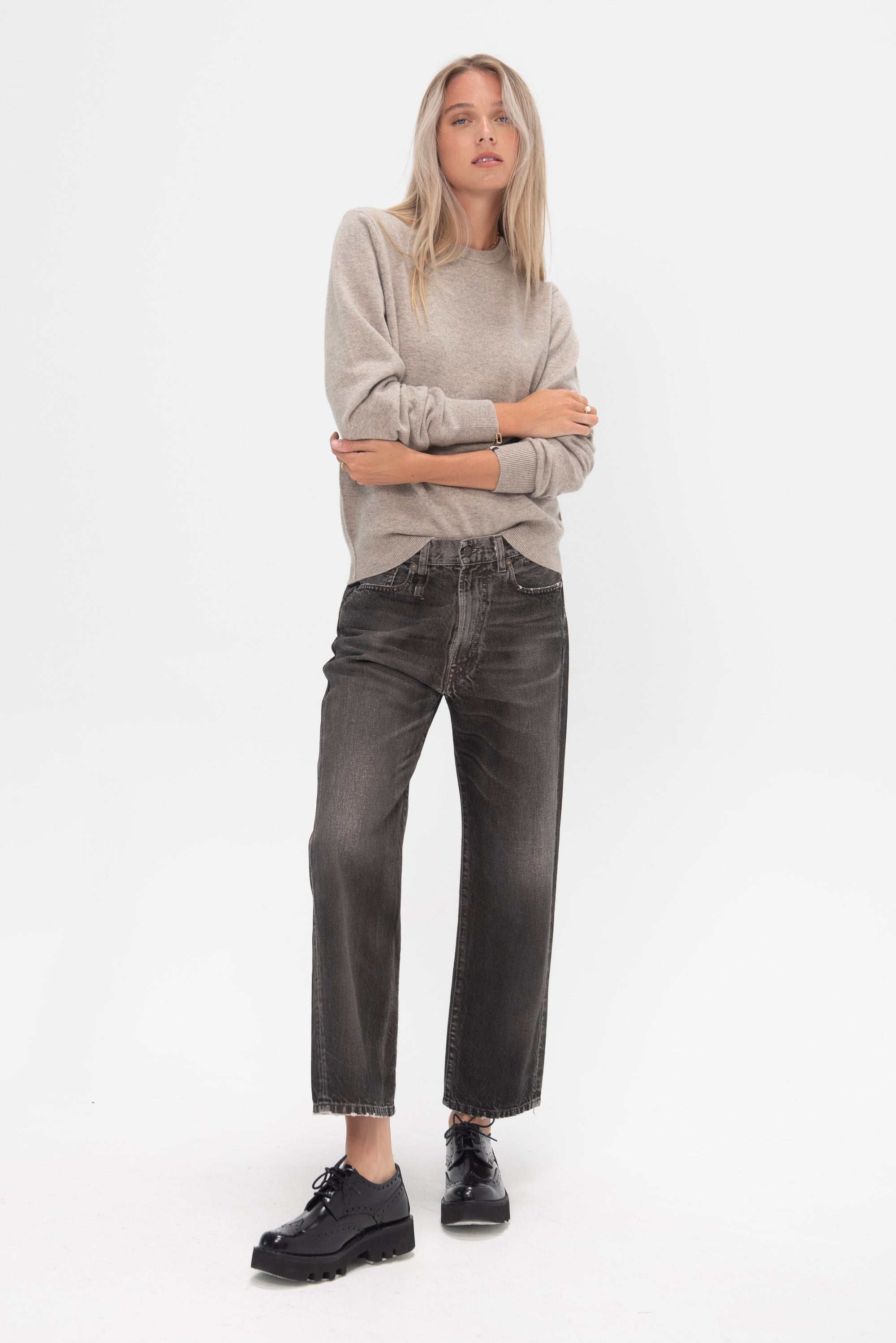 R13 - Boyfriend Jean, Mud Grey