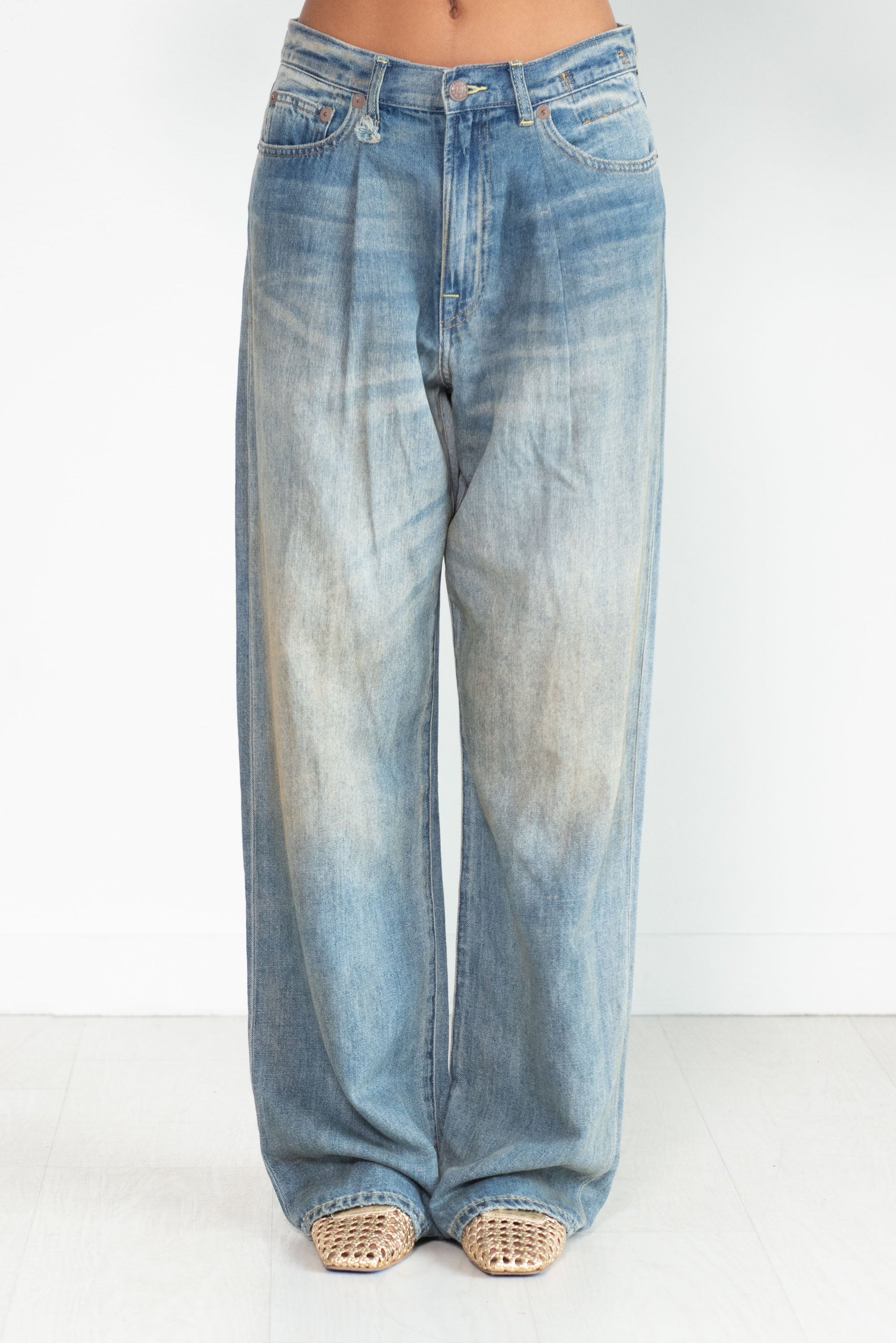 R13 - Damon Pleated Wide Leg, Weber Linen Indigo