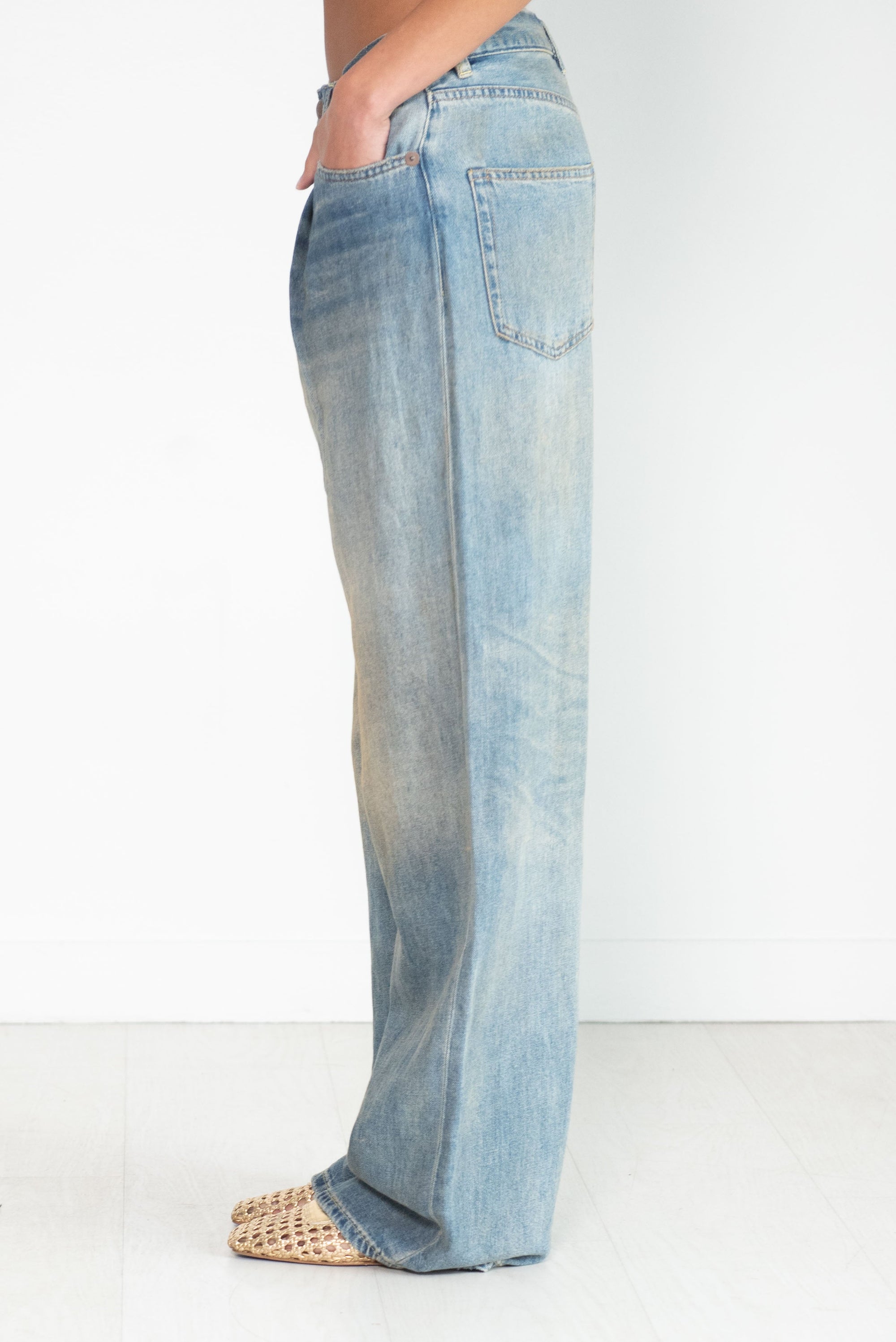 R13 - Damon Pleated Wide Leg, Weber Linen Indigo