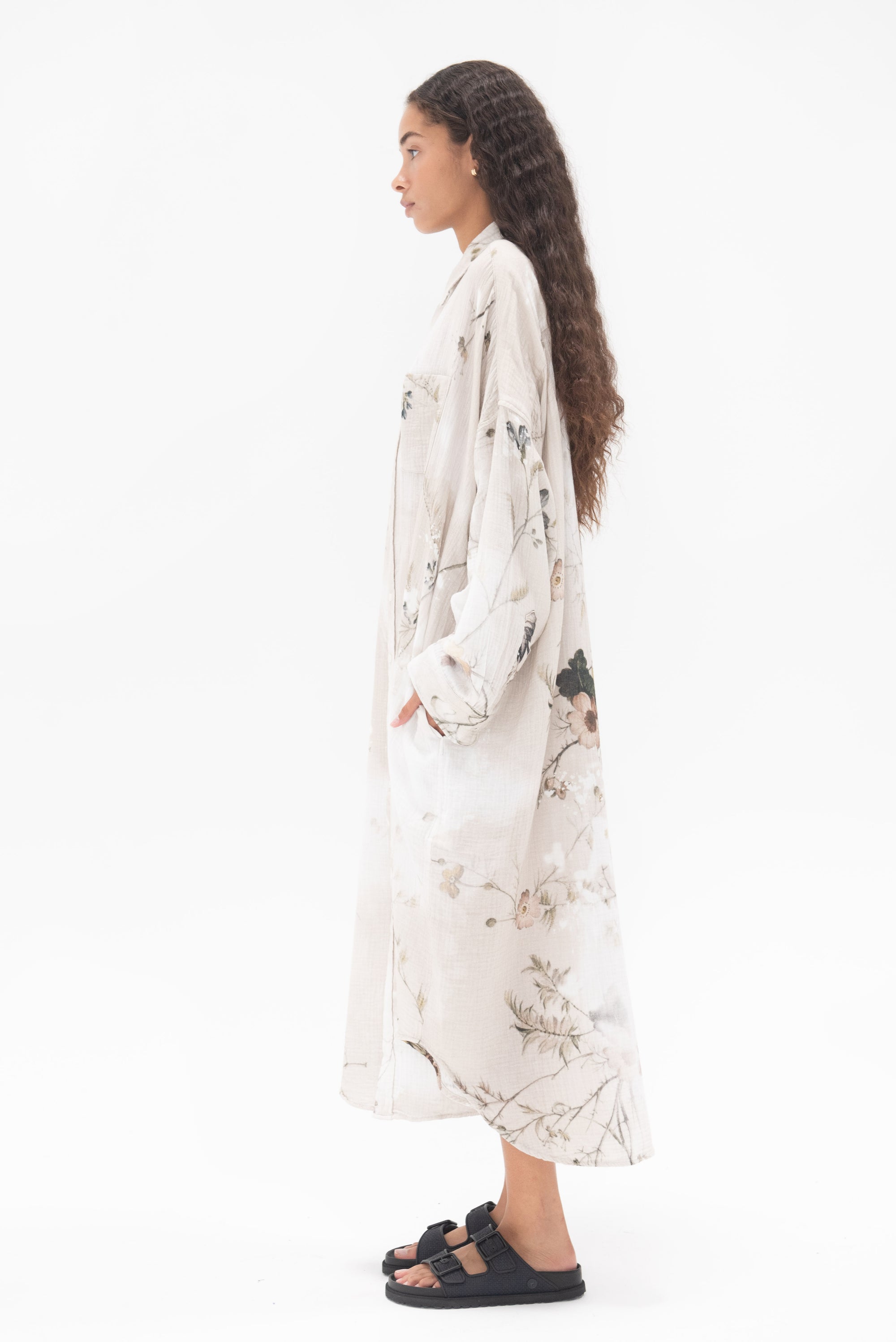 R13 - Jumbo Shirtdress, Bleached Cream Floral