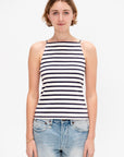 Halter Stripe Tee, Ecru & Navy