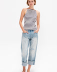 Halter Stripe Tee, Ecru & Navy