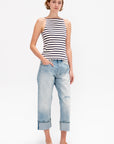 Halter Stripe Tee, Ecru & Navy