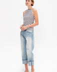 Halter Stripe Tee, Ecru & Navy