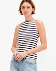 Halter Stripe Tee, Ecru & Navy