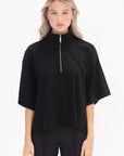 ROSETTA GETTY - Zip Up Oversized Polo Top, Black