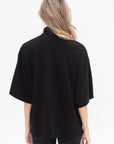 ROSETTA GETTY - Zip Up Oversized Polo Top, Black