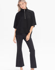 ROSETTA GETTY - Zip Up Oversized Polo Top, Black