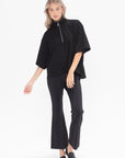 ROSETTA GETTY - Zip Up Oversized Polo Top, Black