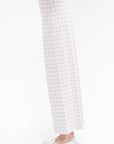 Pull On Cropped Straight Striped Windowpane, Navy & Red