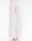 Pull On Cropped Straight Striped Windowpane, Navy & Red