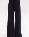 Pintuck Wide Flared Pant, Black