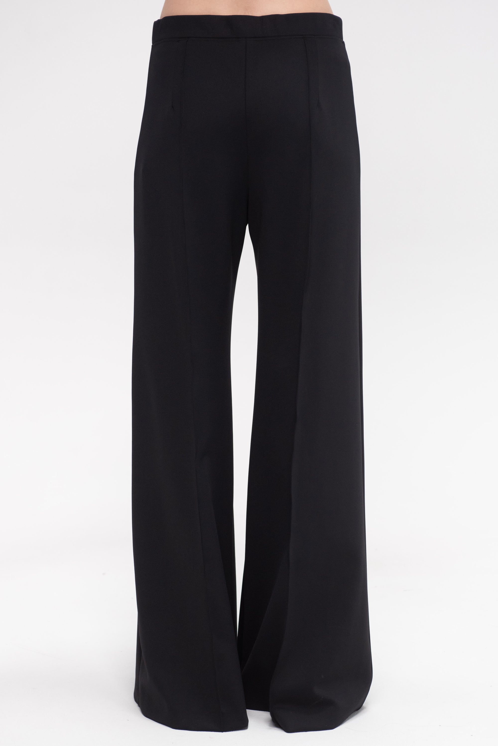 Pintuck Wide Flared Pant, Black