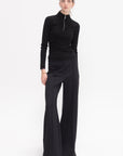 Pintuck Wide Flared Pant, Black