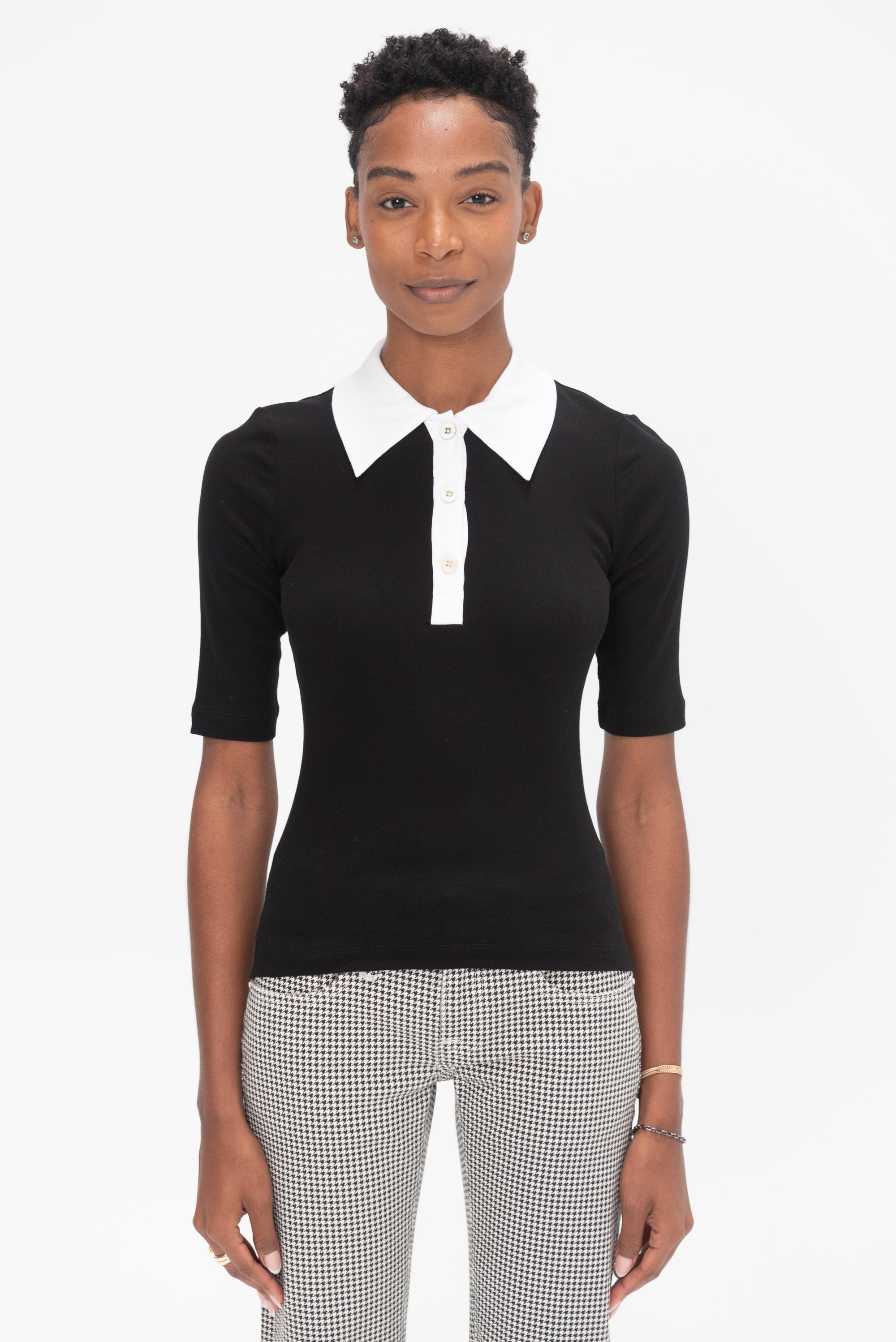 ROSETTA GETTY - Polo T-Shirt, Black & White